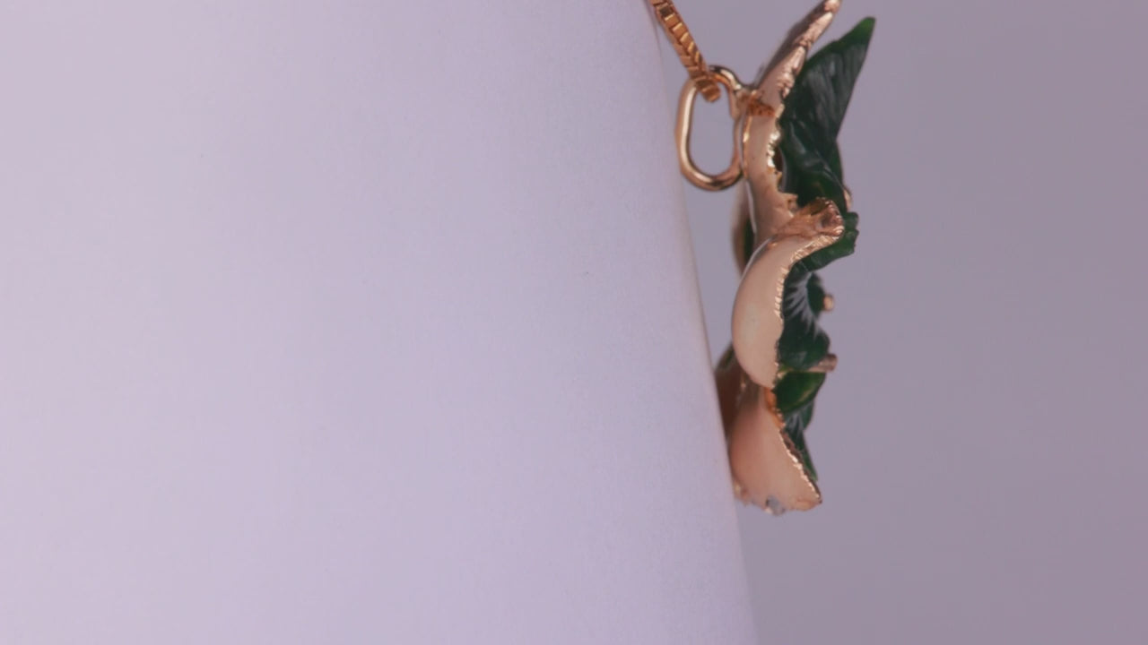 14K Yellow Gold Leaf Pendant With Diamond Accent