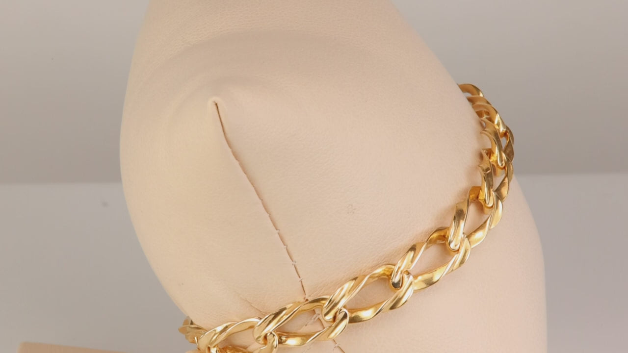 14K Yellow Gold Fancy Curb Link Bracelet 8.5"