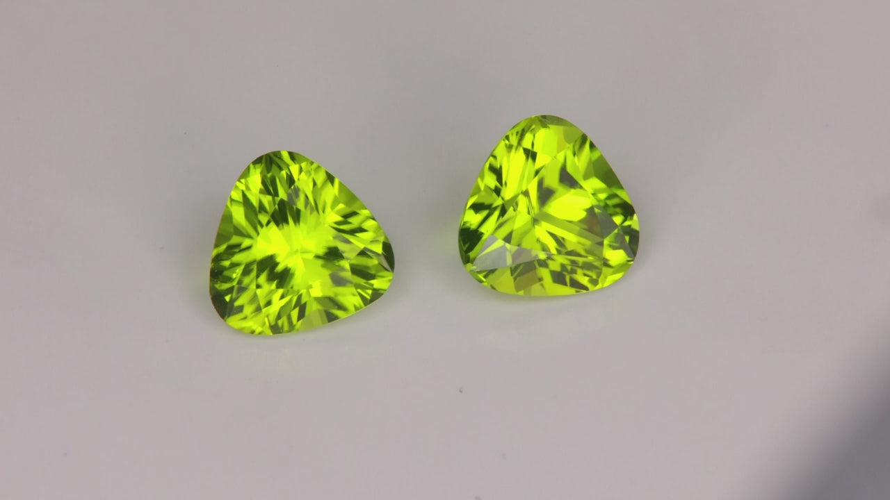 Trilliant Cut Peridot Pair 7.82 CTTW