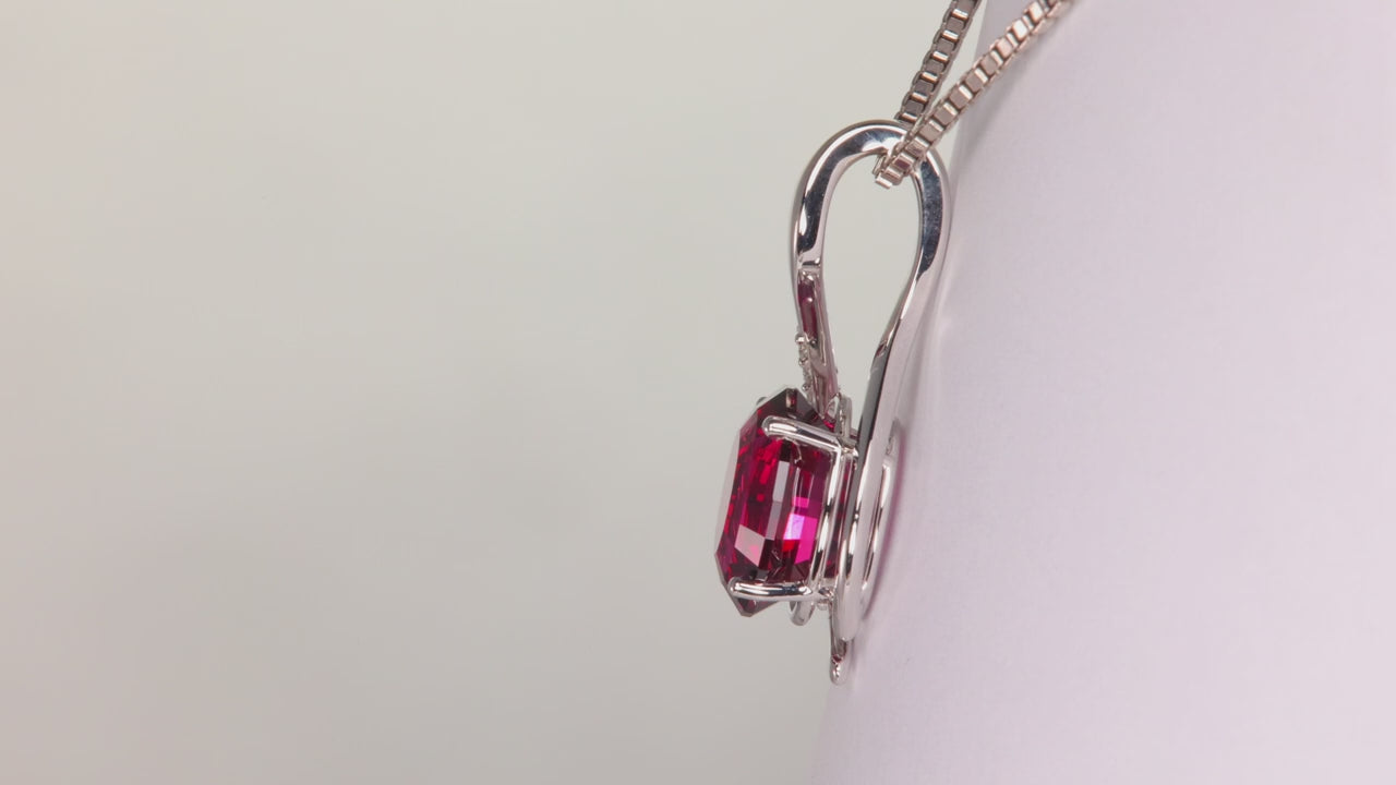 14K White Gold Rhodolite Garnet and Diamond Pendant