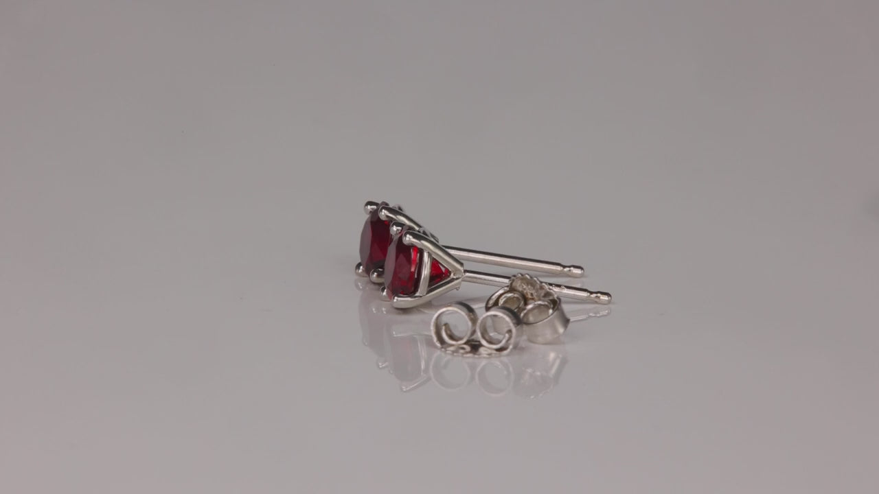 14K White Gold Chrome Pyrope Garnet Studs 1.12 Carats