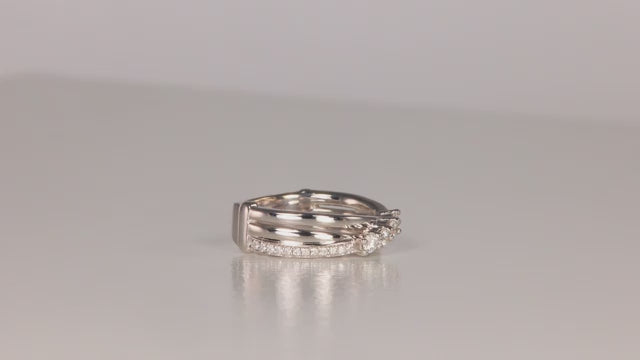 14K White Gold Cross Over Diamond Ring .25 Carats