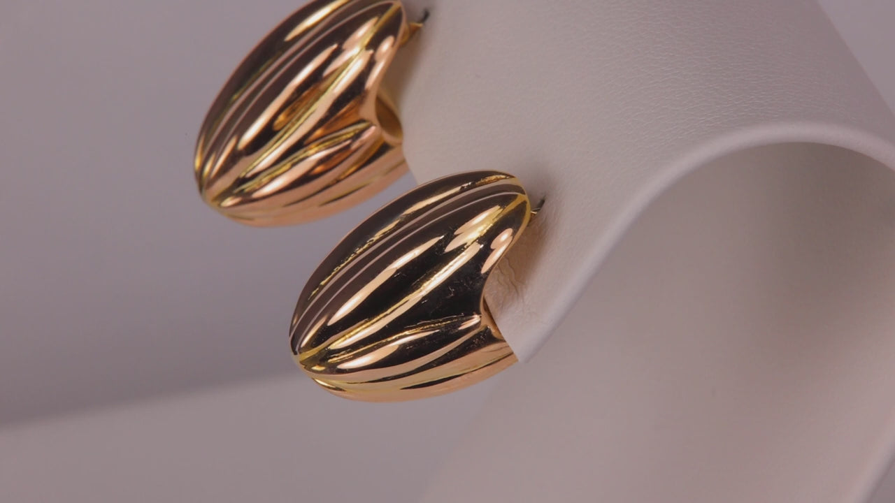 14K Yellow Gold Madeleine Style Puffy Earrings