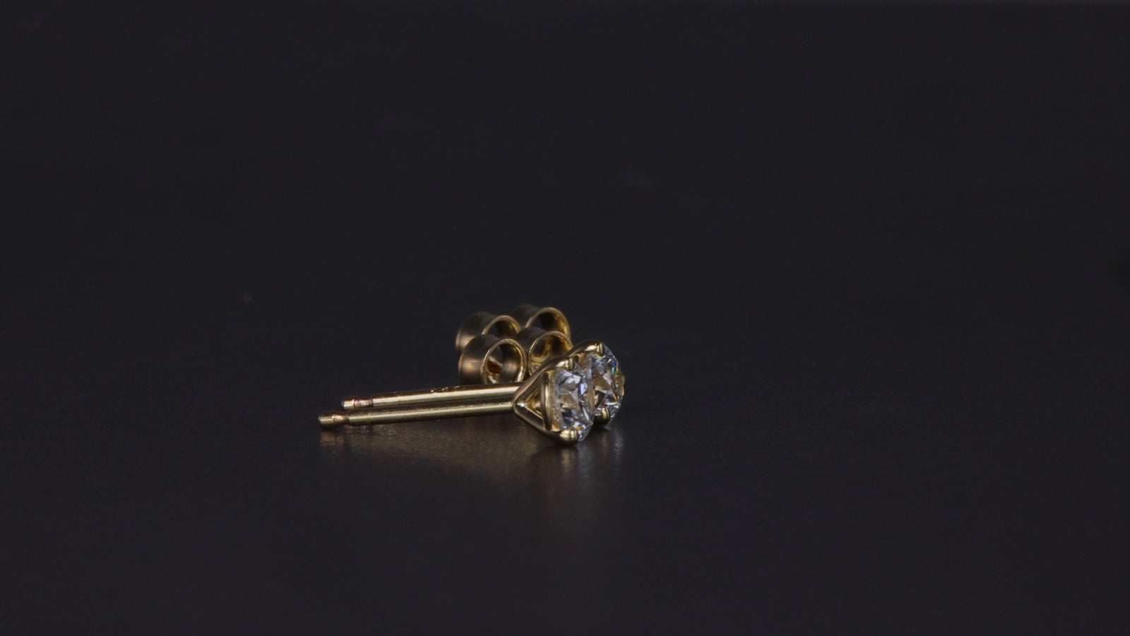 14K Yellow Gold Round Brilliant Diamond Stud Earrings .37 Carats