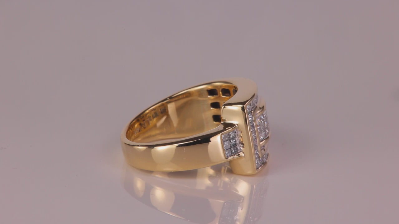 14K Yellow Gold Invisible Set Diamond Ring .88cts