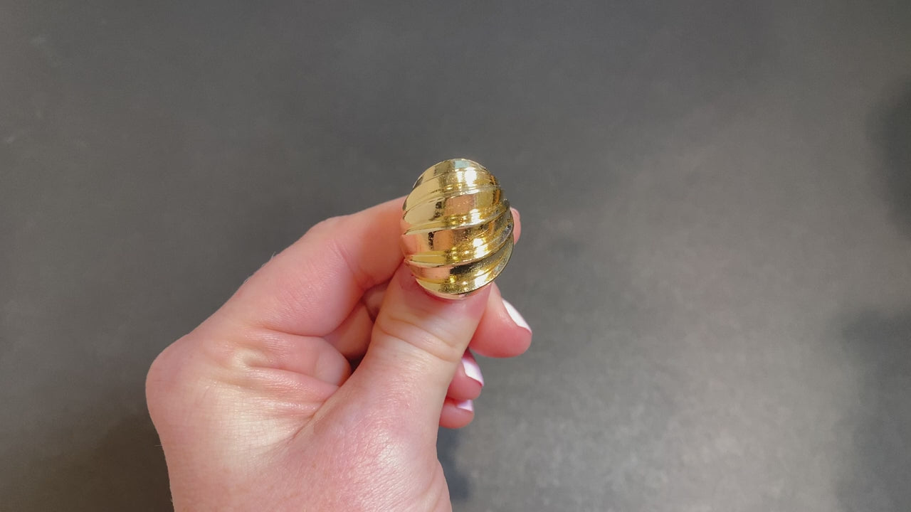 14K Yellow Gold Croissant Dome Ring