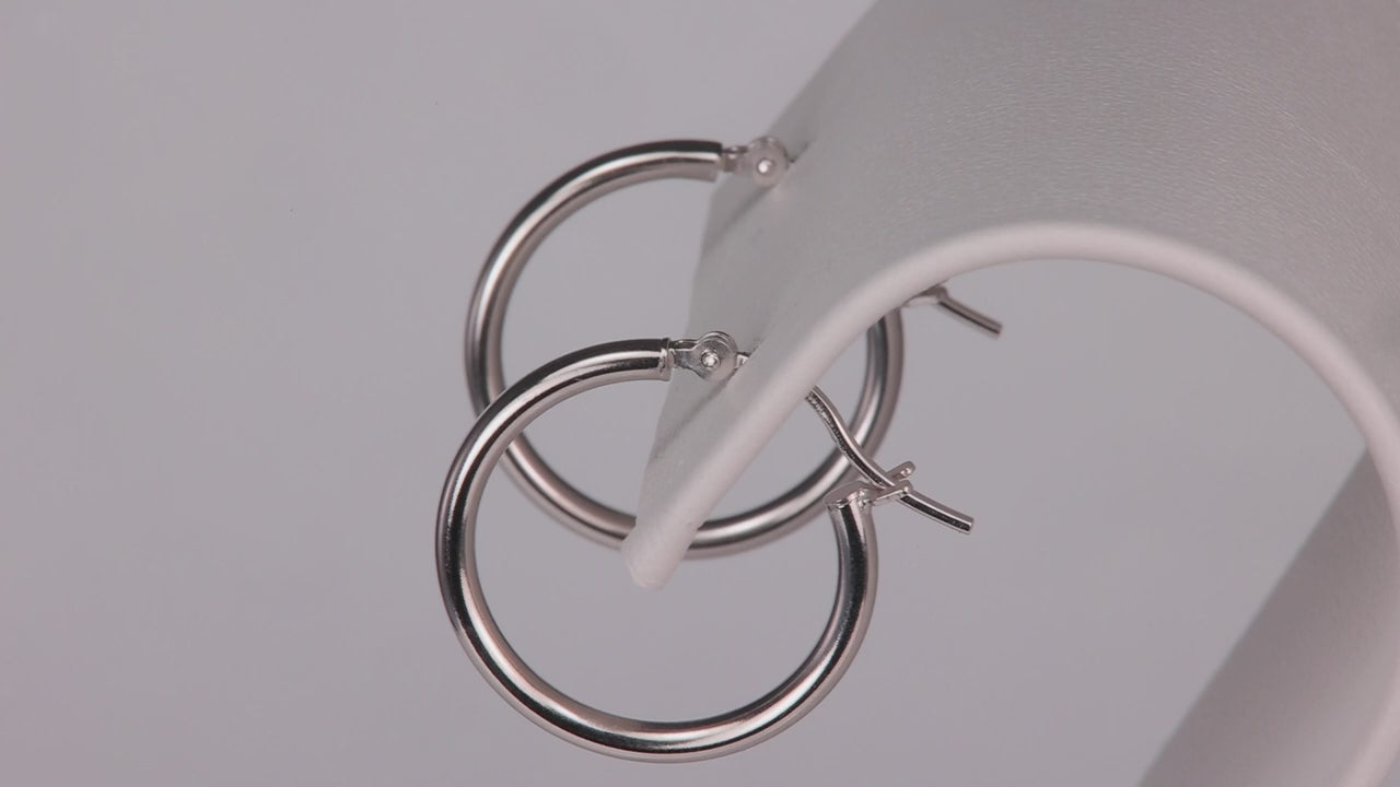 14K White Gold Hinged Hoop Earrings