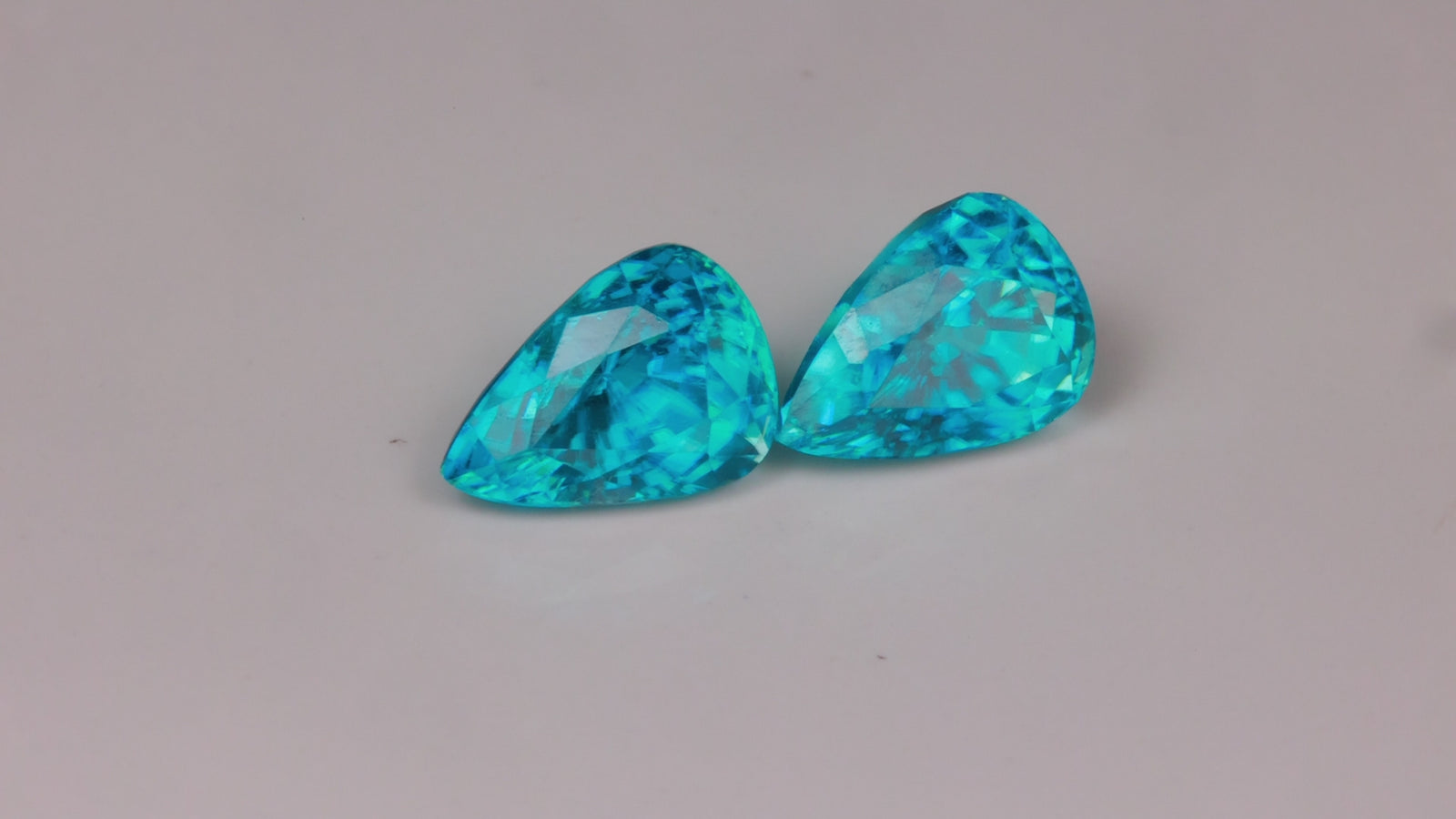 Pair of Pear Shape Brilliant Cut Blue Zircons 7.41 Carats