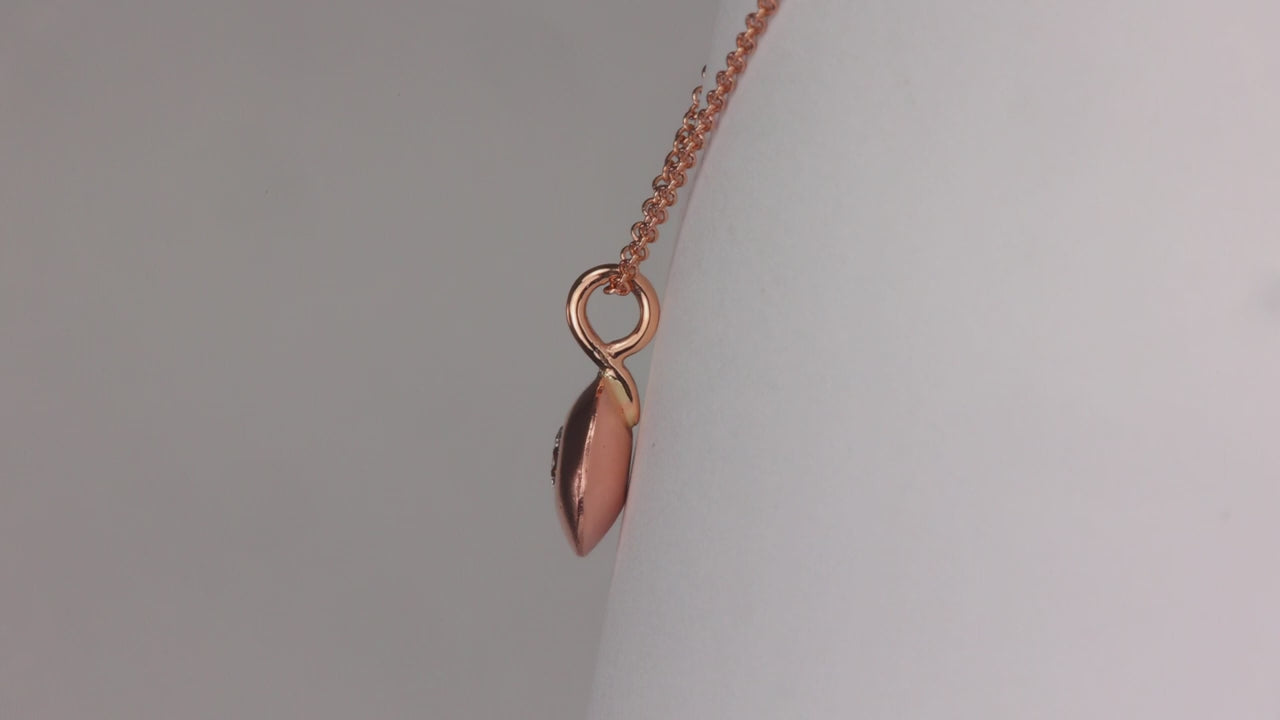 Collier Délicat en Or Rose 14 Carats avec Petite Croix et Diamant - OR