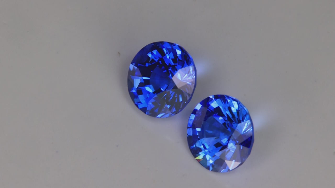 Pair of Round Brilliant Cut Sapphires 2.62cttw