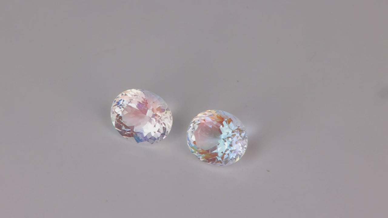 Pair of Oval Cut Rainbow Moonstones 2.98 Carats
