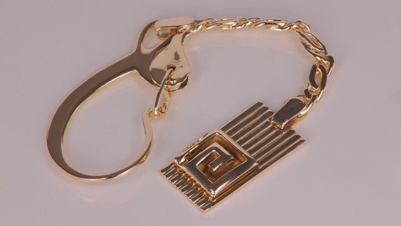 14K Yellow Gold Greek Key Keychain