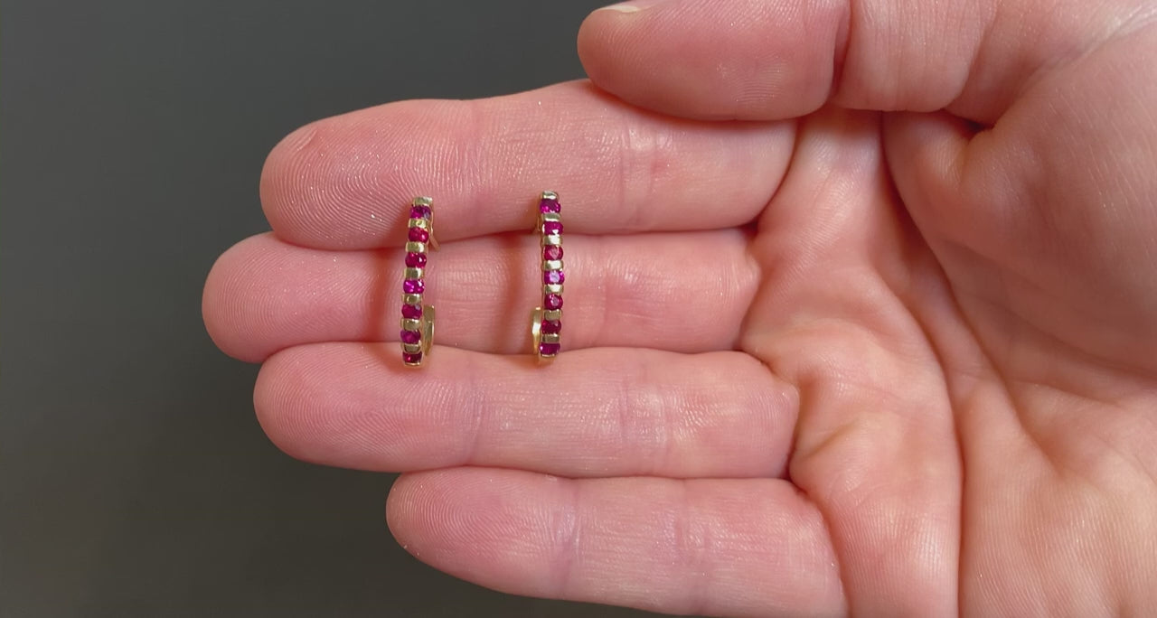 14K Yellow Gold Ruby Earrings .84 Carats