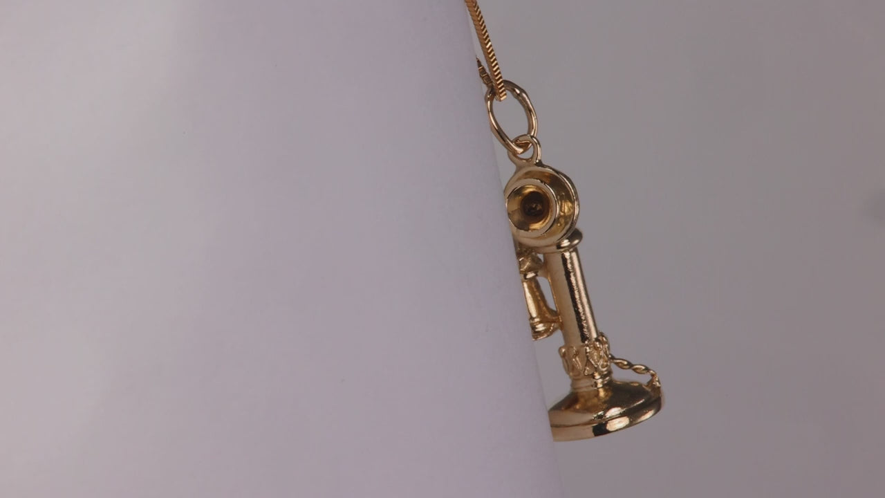 14K Yellow Gold Telephone Pendant