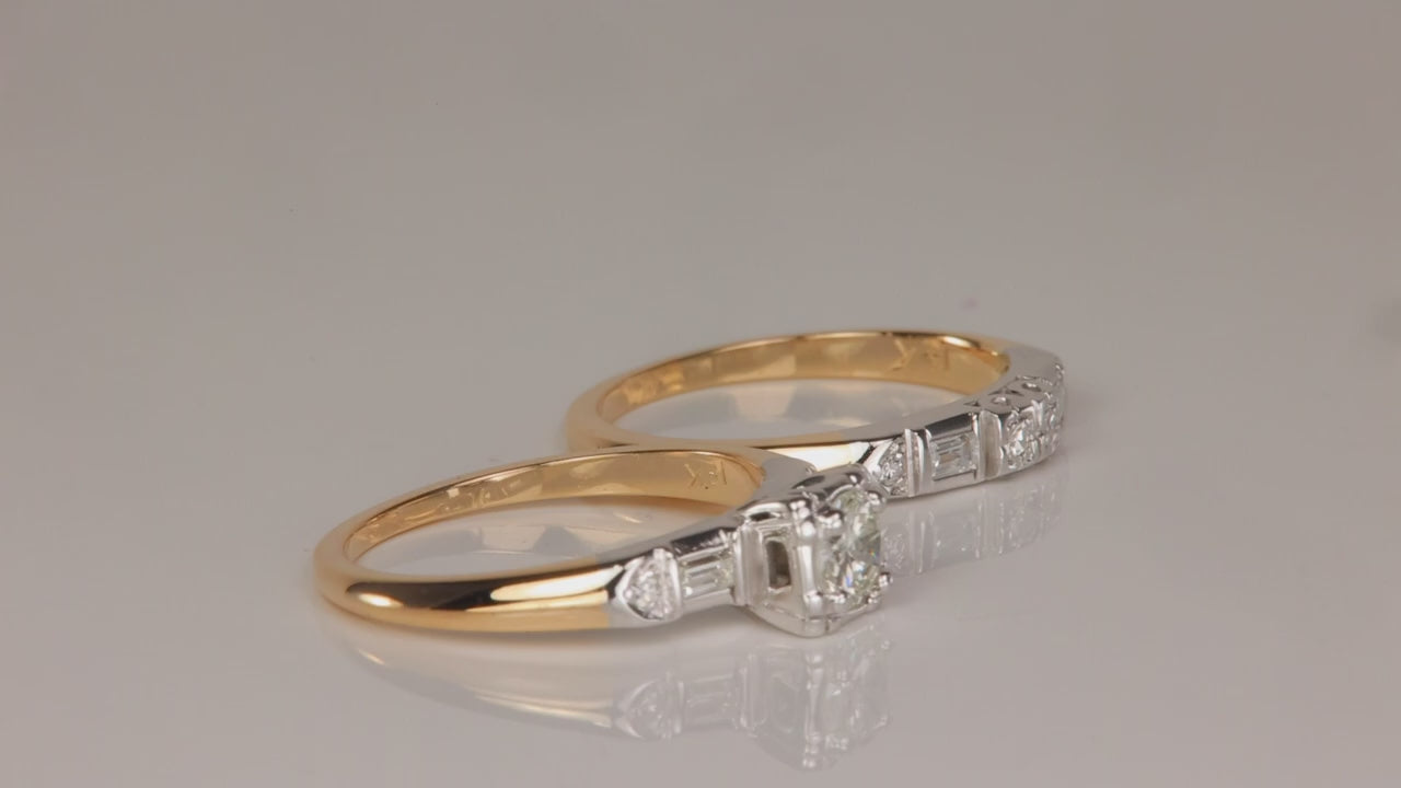 18K White Gold 14K Yellow Gold Diamond Wedding Set