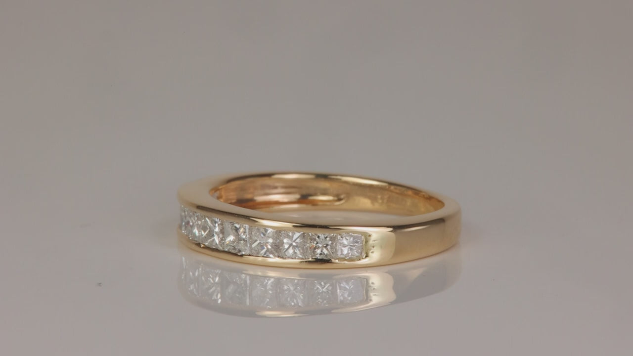 14K Yellow Gold Princess Cut Channel Set Diamond Band .63cts