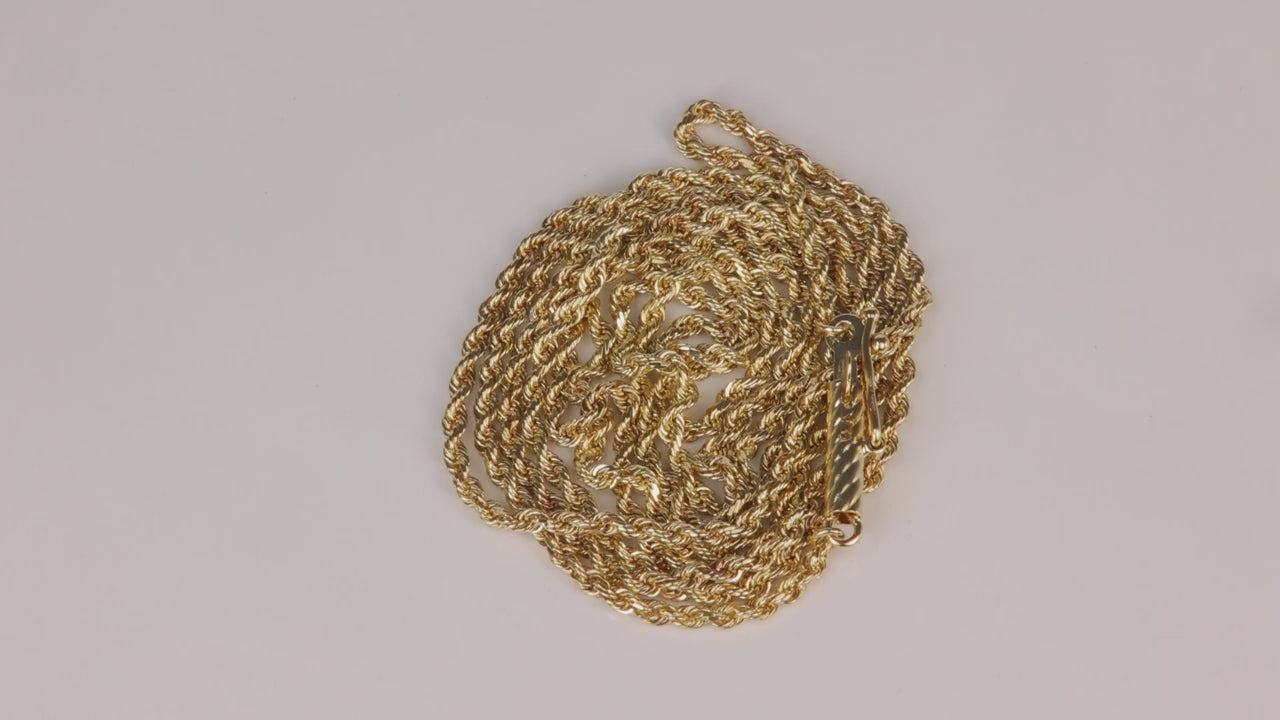 14K Yellow Gold Rope Chain 24"