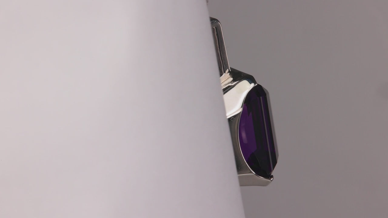 14K White Gold Channel Set Amethyst Pendant With Diamond Bail 20.60cts