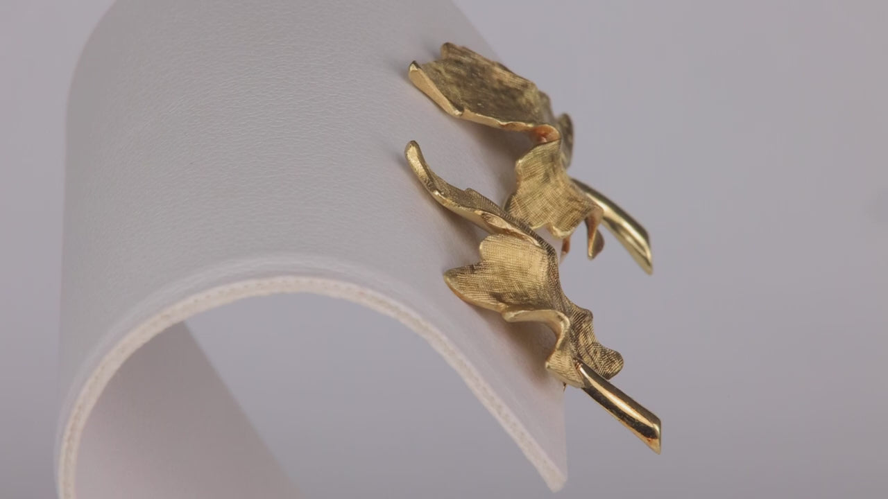 14k Yellow Gold Leaf Clip Earrings