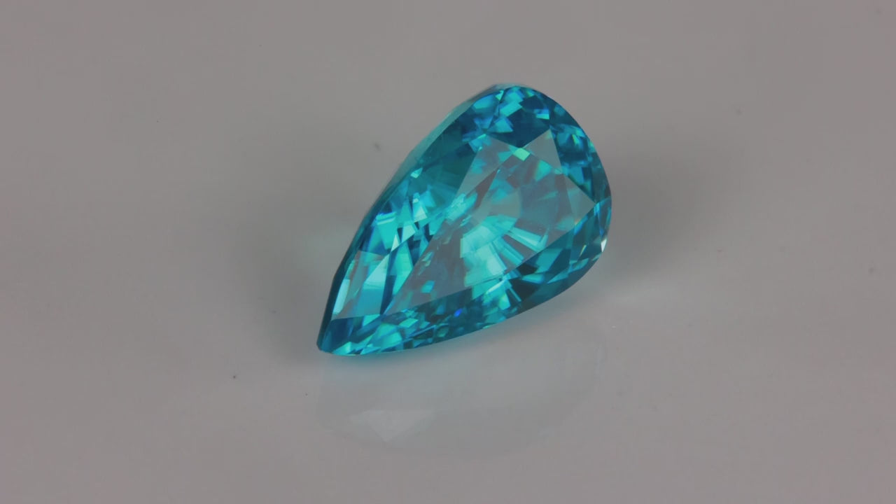 Pear Shape Brilliant Cut Blue Zircon 8.62 Carats