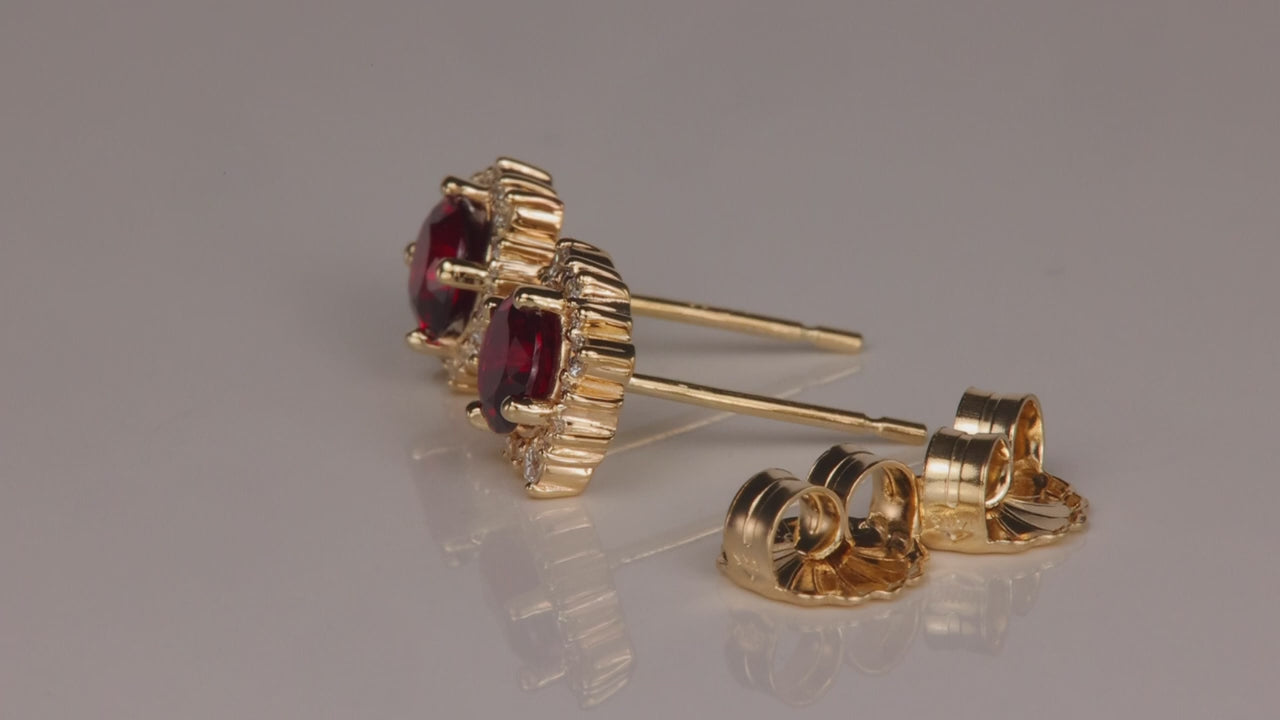 14K Yellow Gold Chrome Pyrope Garnet and Diamond Earrings 1.06cts