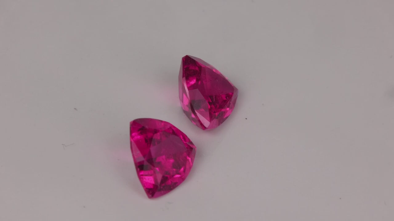 Pair of Trilliant Cut Rubellite Tourmalines 3.98 Carats
