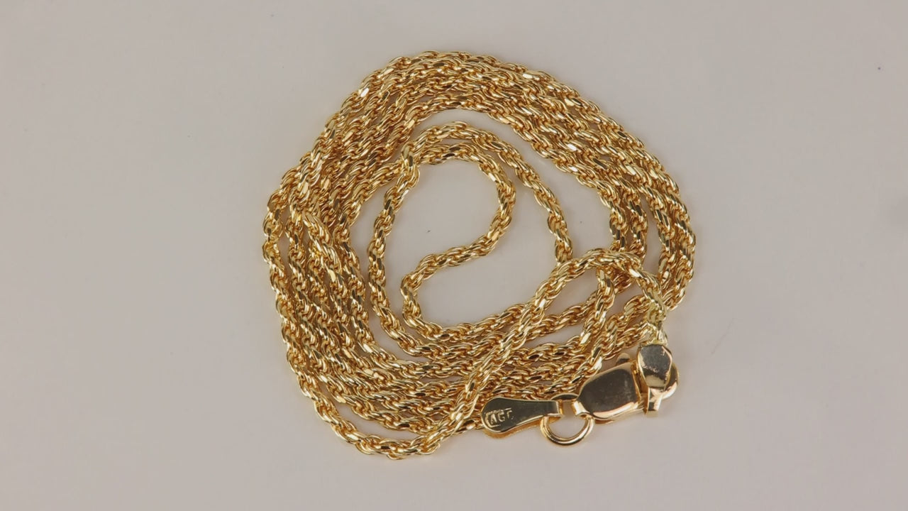 14K Yellow Gold Rope Link Chain 18"