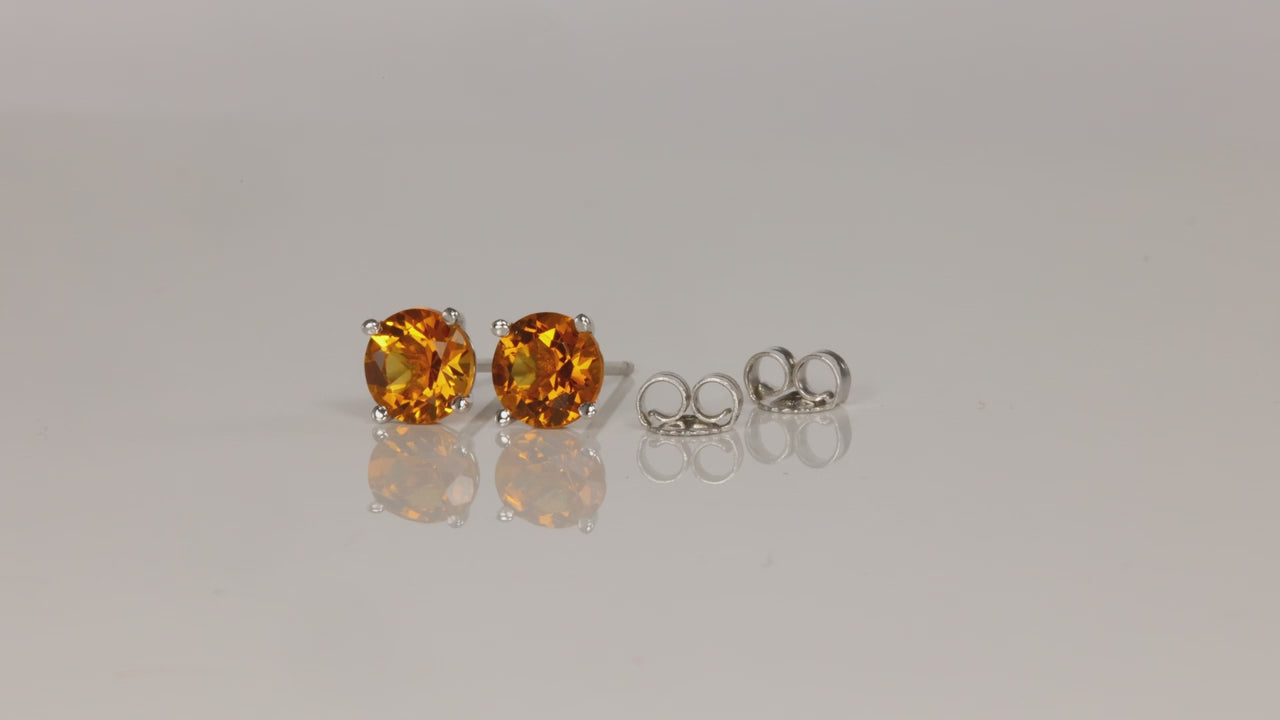 14K White Gold Citrine Stud Earrings 1.54 Carats
