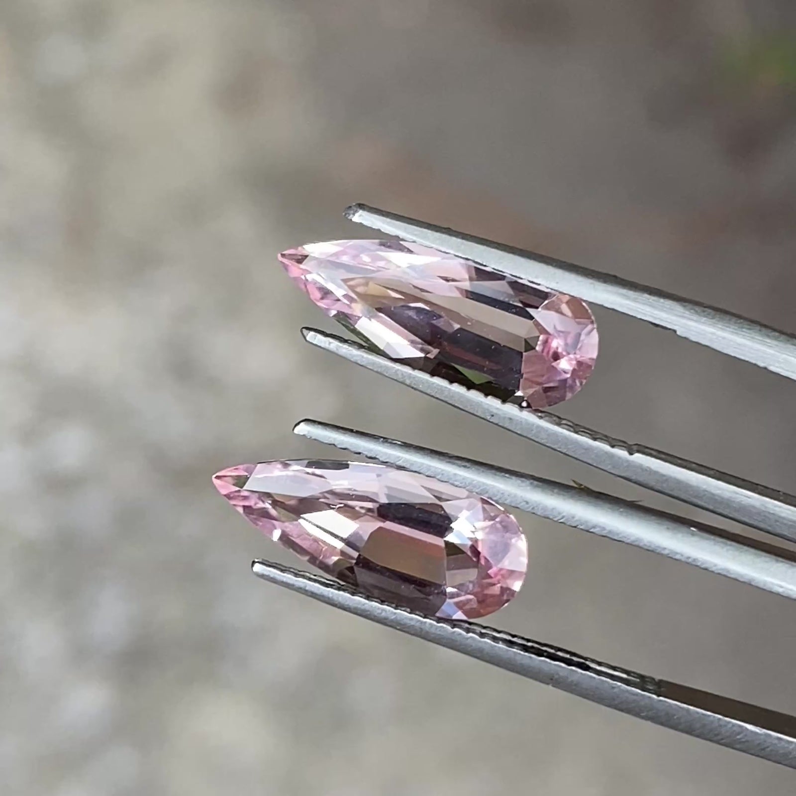 Pair of Pear Shape Brilliant Cut Morganites From Nigeria 3.65cts