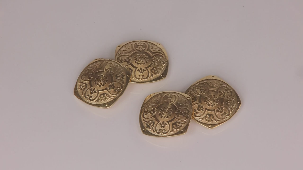 10K Yellow Gold Double Sided Cufflink Pair