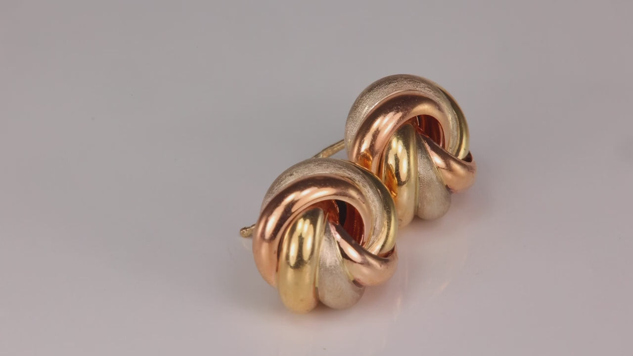 14K Yellow and Rose Gold Knot Stud Earrings