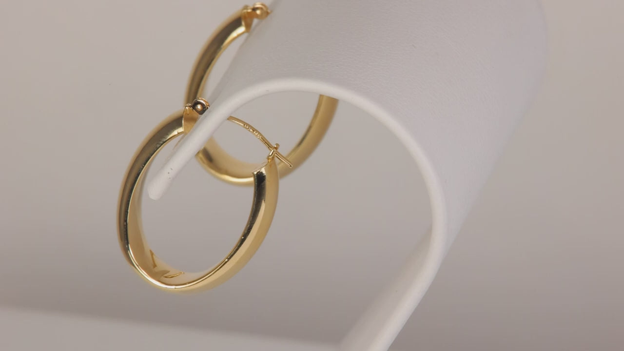 14K Yellow Gold Elongated Hoop Earrings