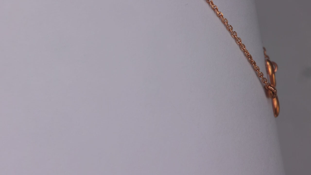 14K Rose Gold East West Cross Necklace