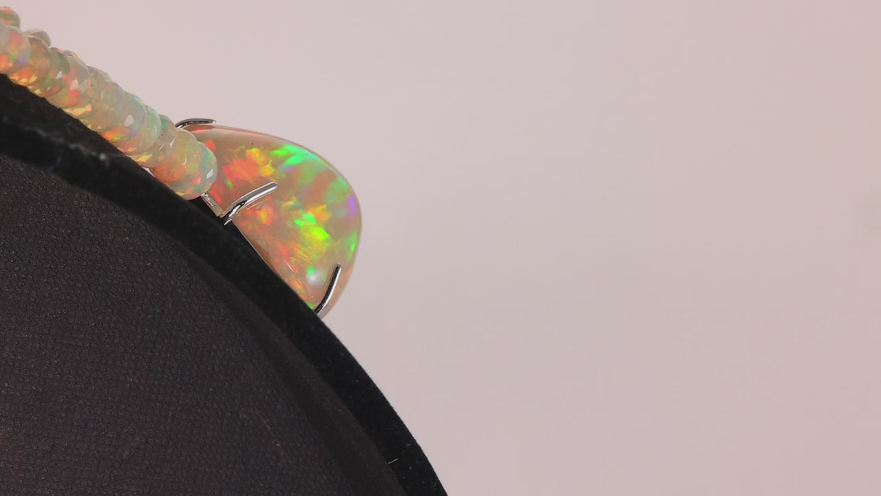 25% Off w/ Code SANTA | Freeform Opal 83.4 Carats in 14K White Gold on Opal Rondelle Necklace