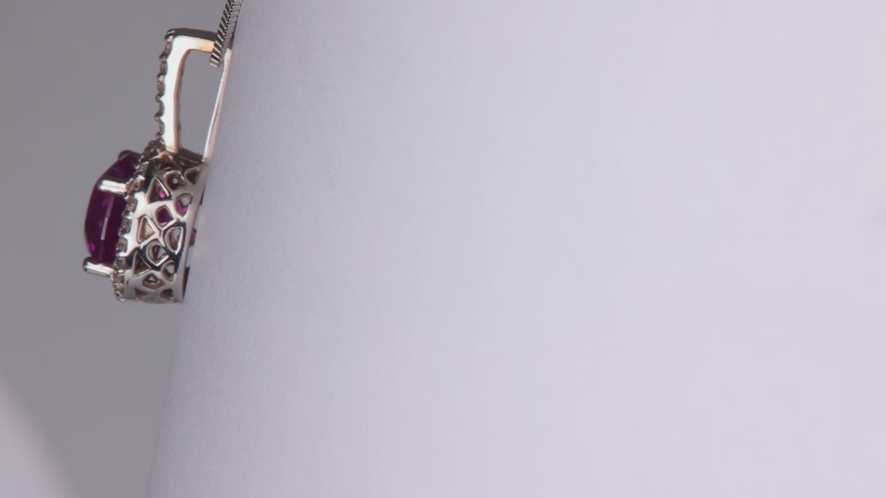 14K White Gold Umbalite Garnet and Diamond Pendant