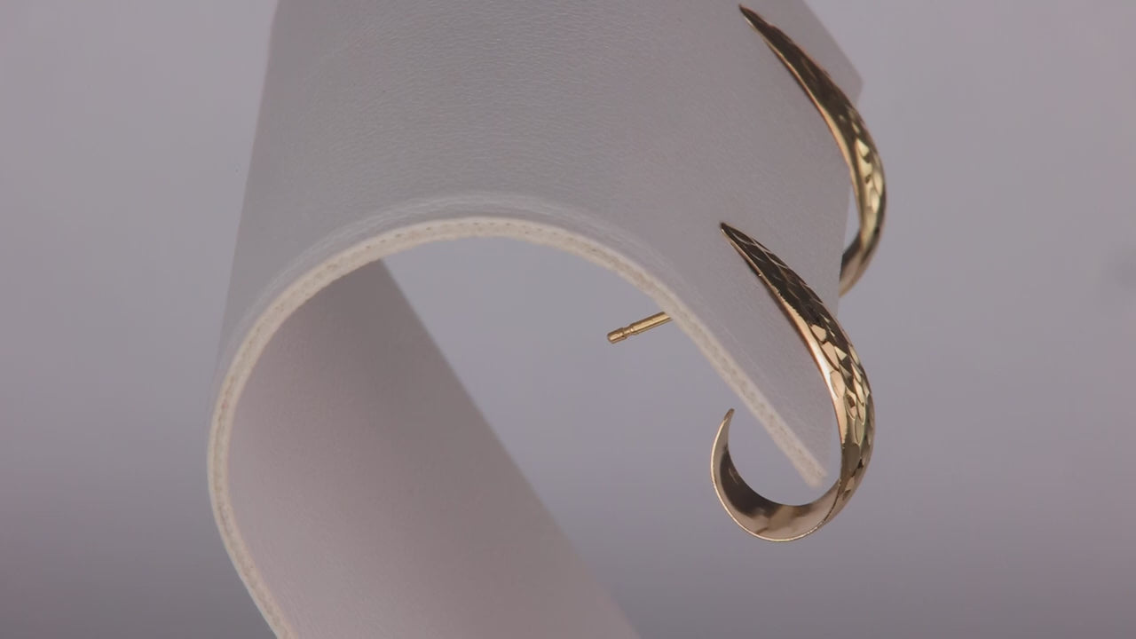 14K Yellow Gold Diamond Cut Tapered Earrings