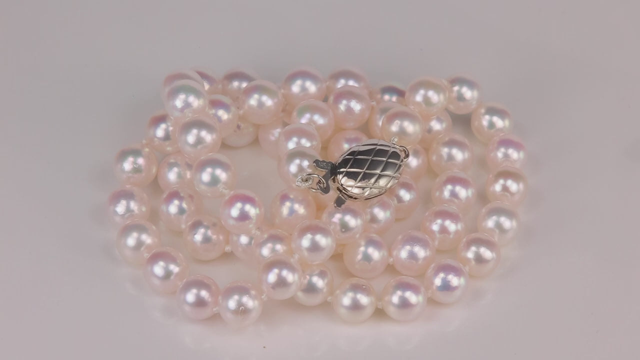 14K White Gold Akoya Pearl Necklace 18"