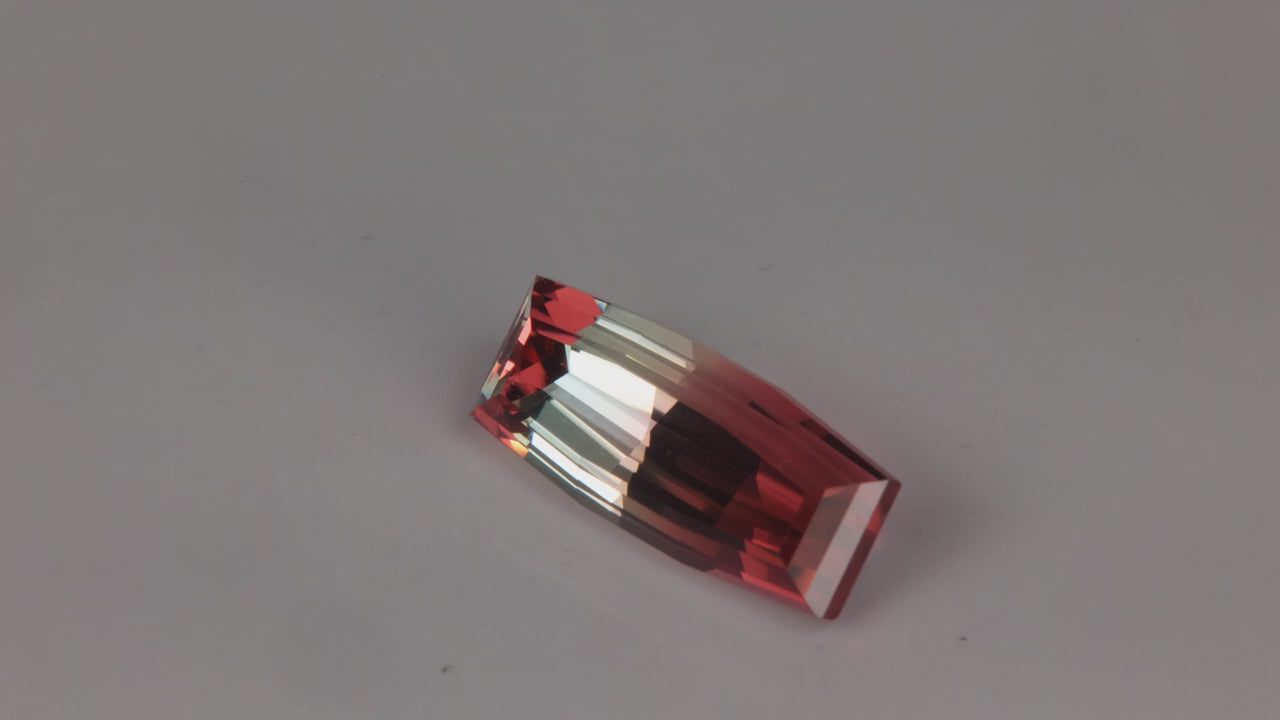 Stepped Cushion Cut Bi-Color Tourmaline 4.01 Carats