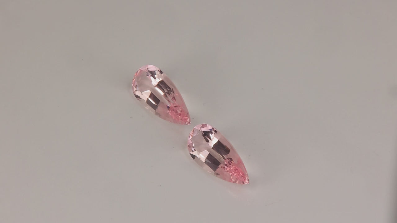 Pair of Pear Shape Brilliant Cut Morganites From Nigeria 3.65cts