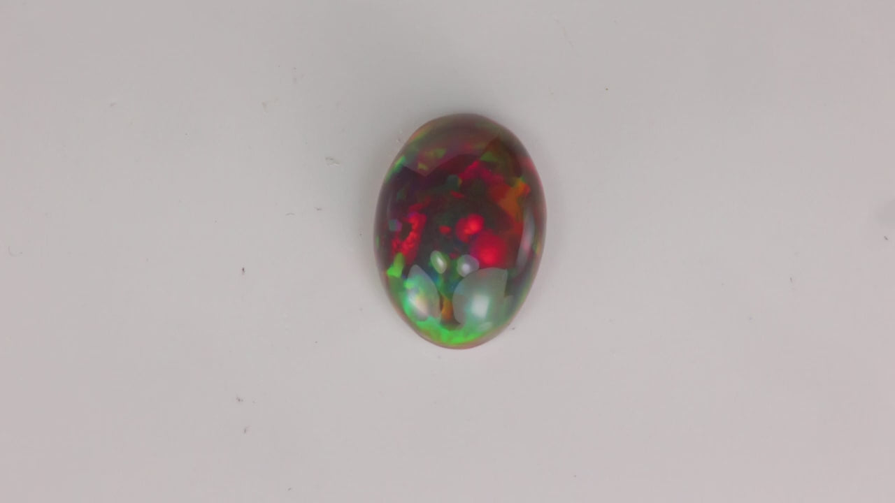 Oval Cabochon Cut Black Opal From Ethiopia 3.72 Carats