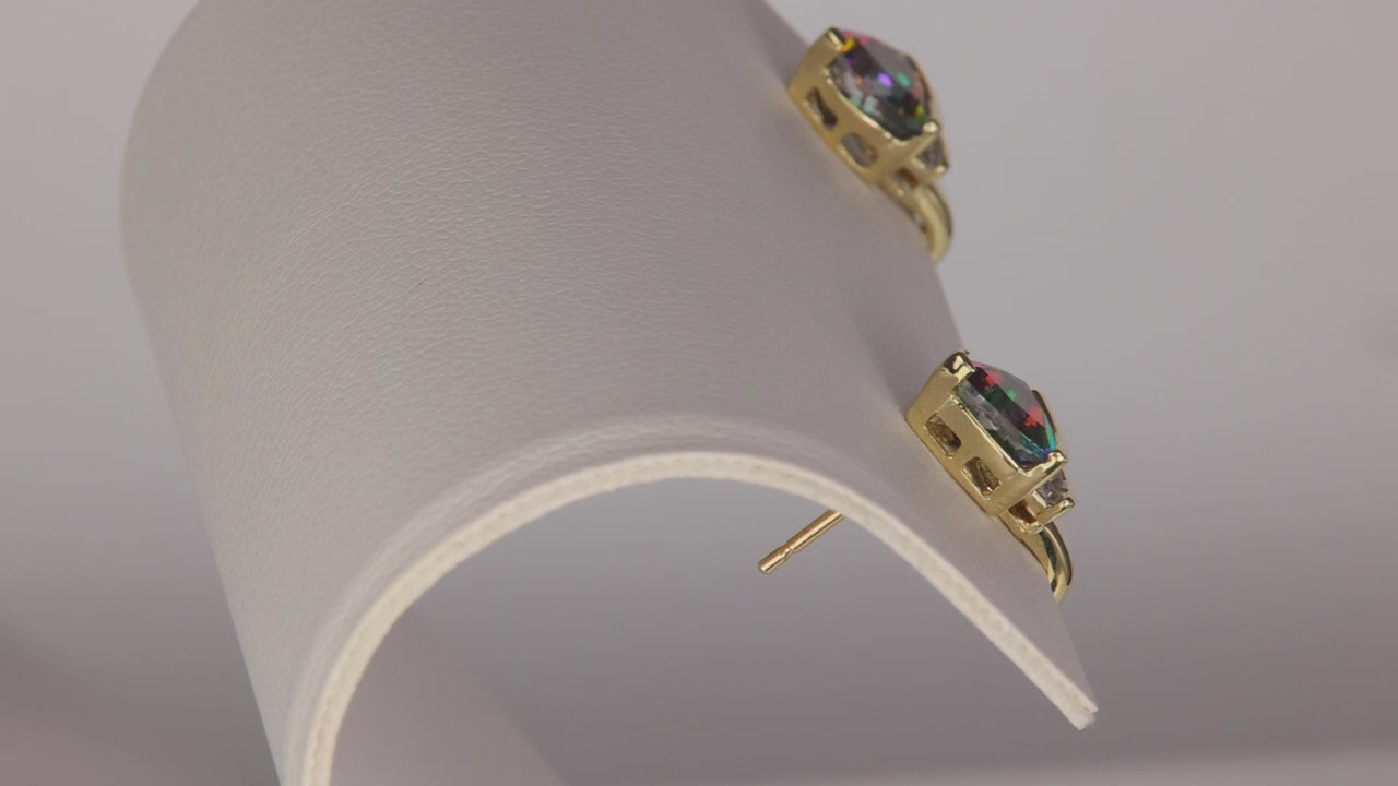 10K Yellow Gold Mystic Topaz And Diamond Accent Earrings 2cts