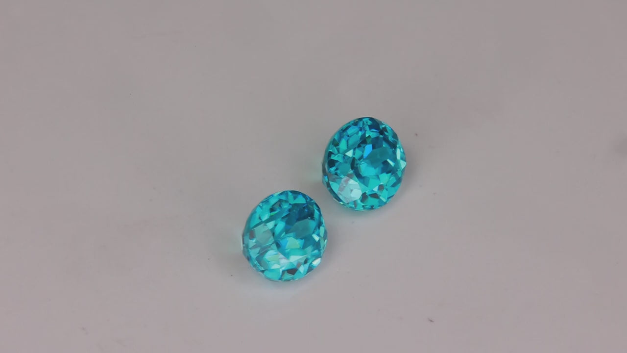 Pair of Oval Cut Blue Zircons 2.52 Carats