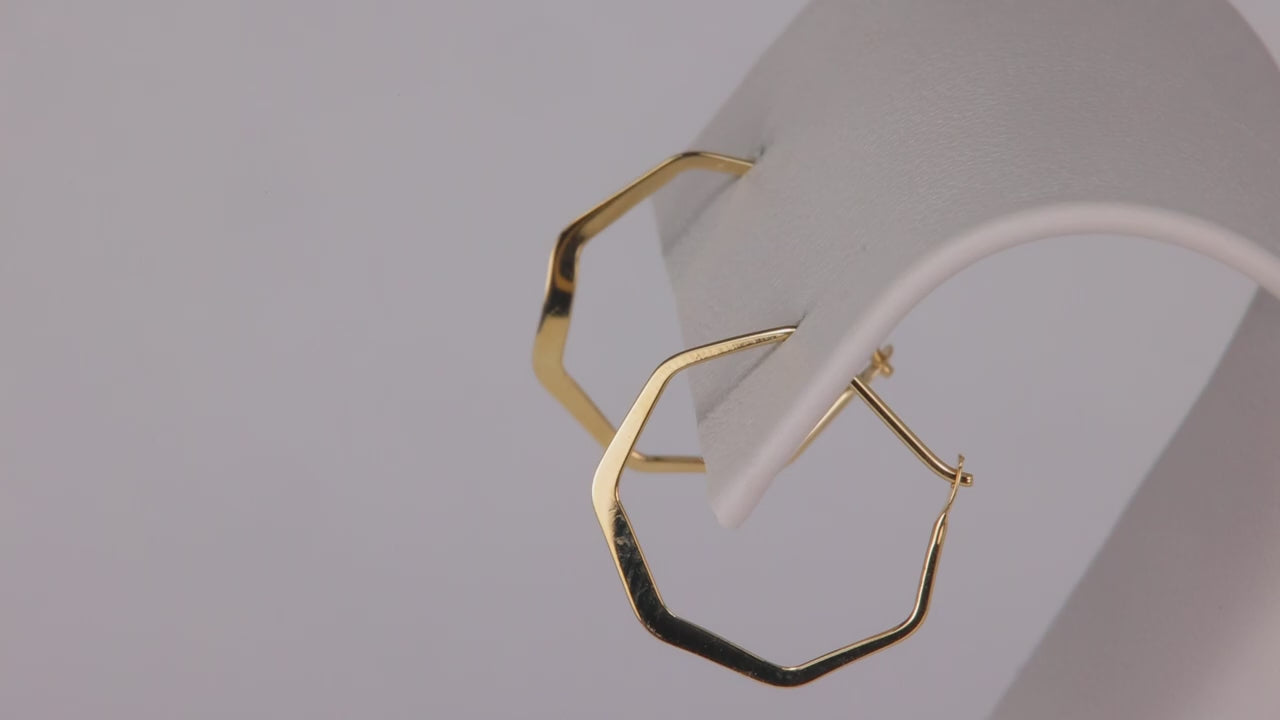 14K Yellow Gold Thin Geometric Hoops