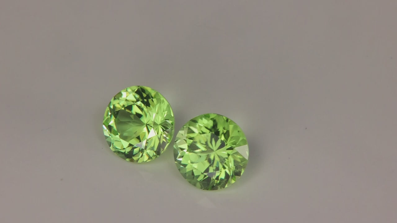 🚨 BLUE LIGHT SPECIAL | Use Code BLUE30 for 30% OFF | Pair of Round Brilliant Cut Peridots 4.17cttw