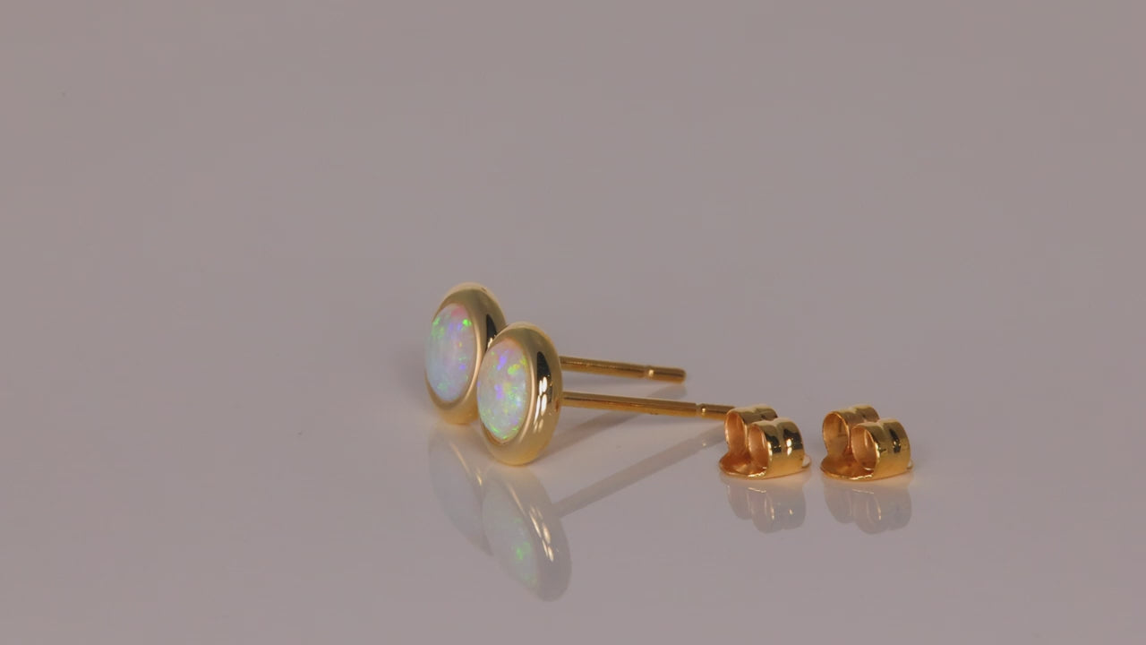 14k Yellow Gold Australian Opal Earrings .62 Carats