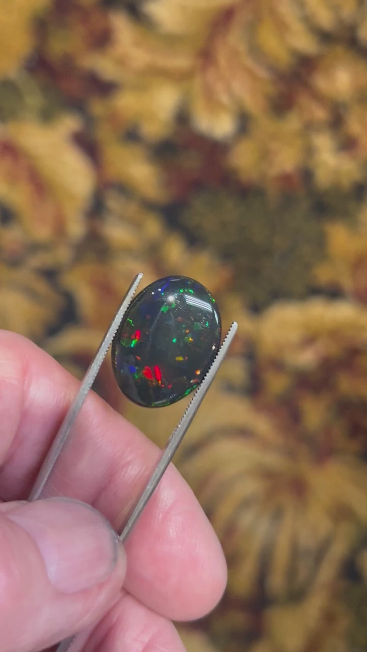 Oval Cabochon Cut Black Opal From Ethiopia 8.10cts