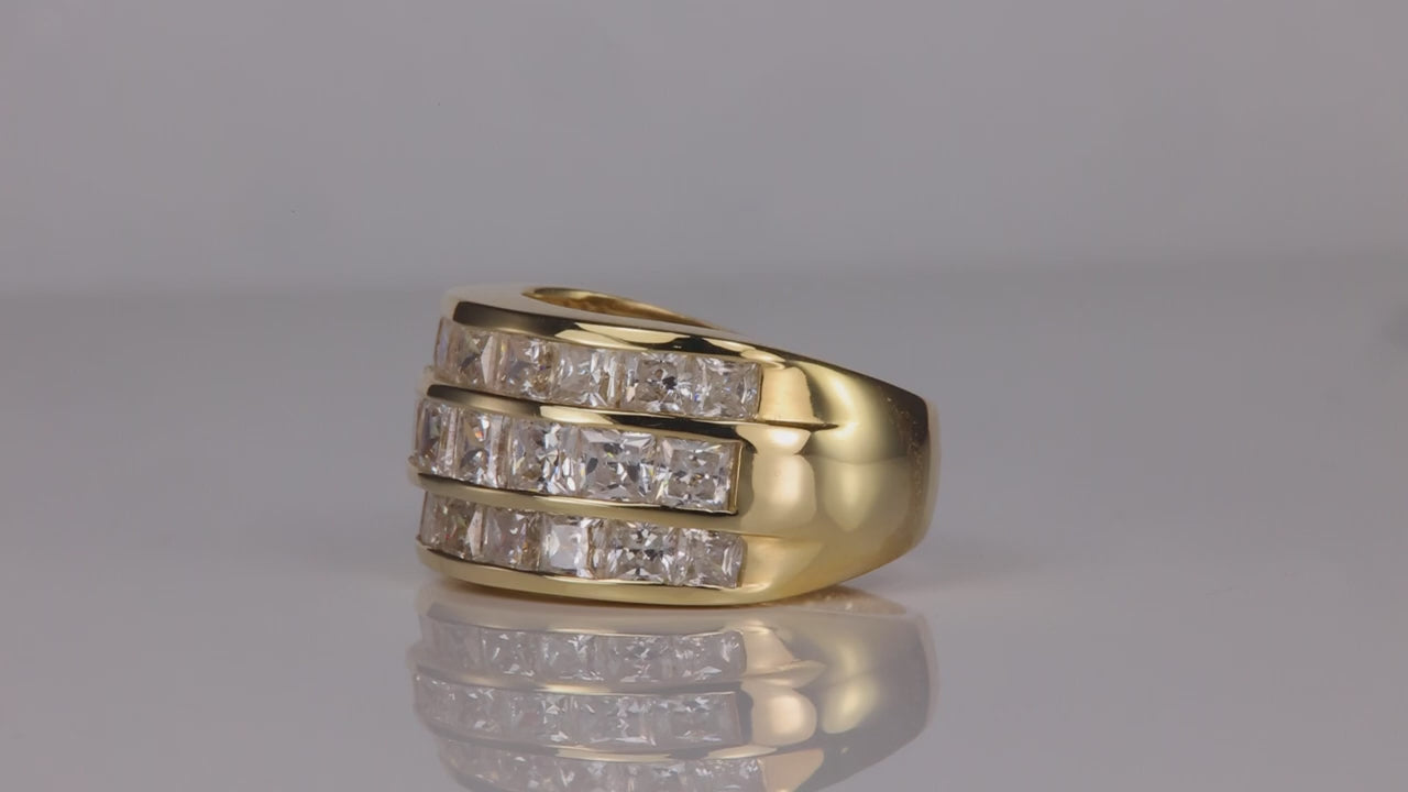 14K Yellow Gold Princess Cut Cubic Zirconia Ring