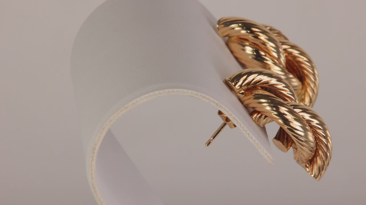14K Yellow Gold Twisted Ropes Style Earrings