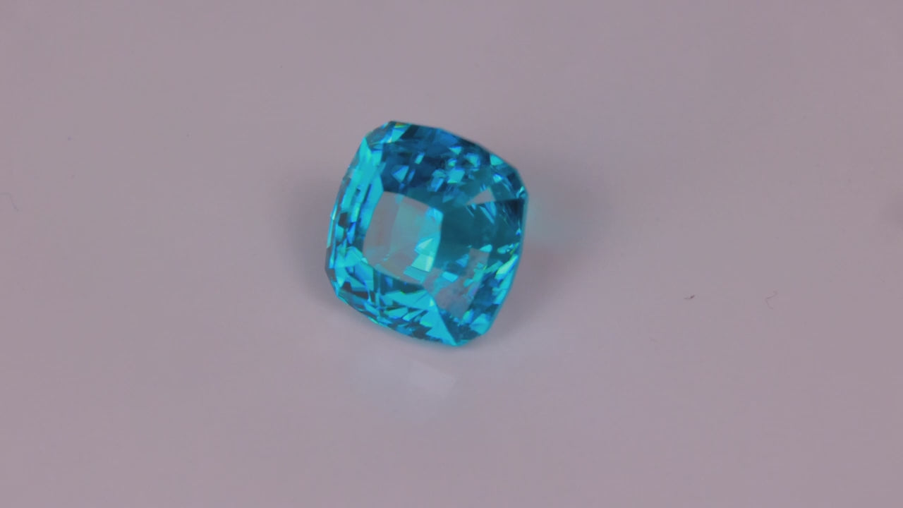 Square Cushion Cut Blue Zircon 6.48 Carats