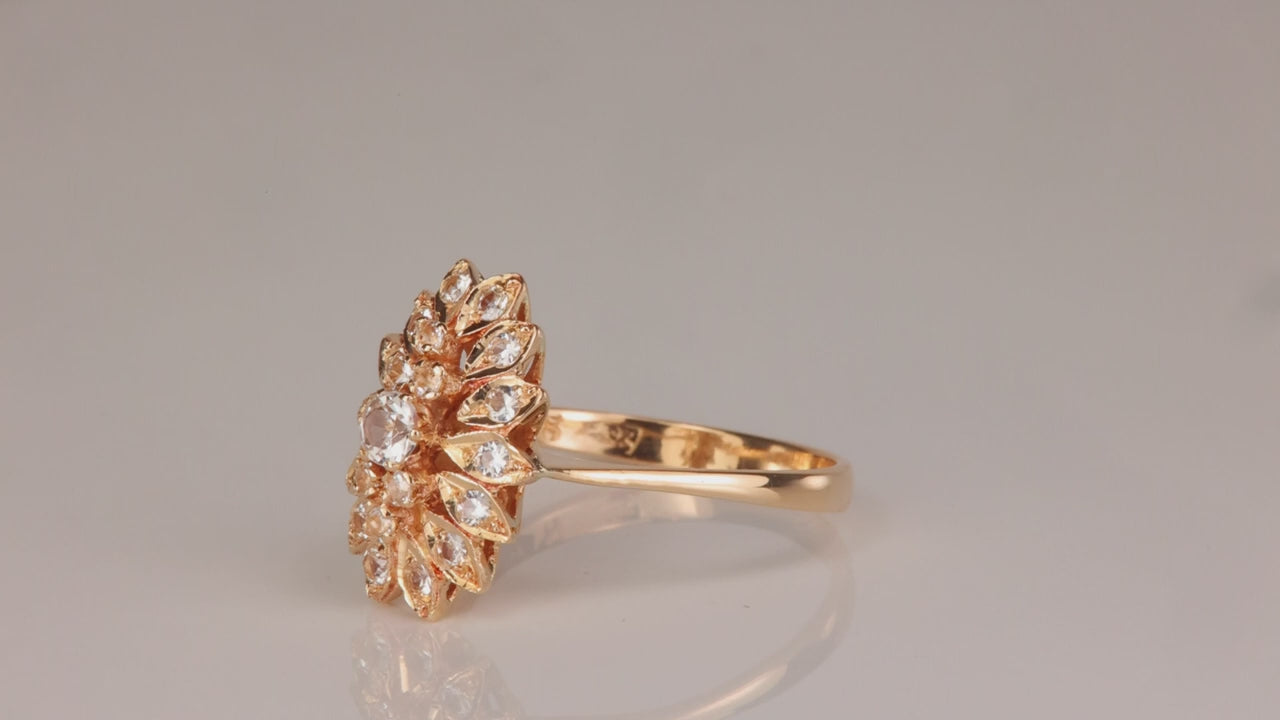 18K Yellow Gold White Topaz Ring .35cts